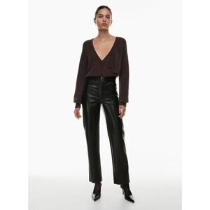 Aritzia Wilfred The Melina Black Faux Leather Pants, Contemporary, size 10